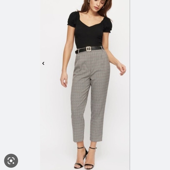 Dynamite High Rise Plaid Straight Leg Trousers Sz 2 - Picture 1 of 8